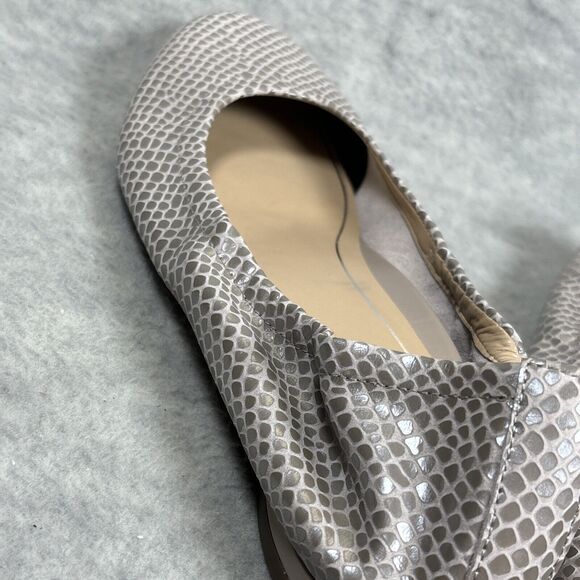 Vionic Ballet Flats 7 Alexa Metallic Lizard Orthotic Shoes Silver Nappa Leather - Picture 9 of 16